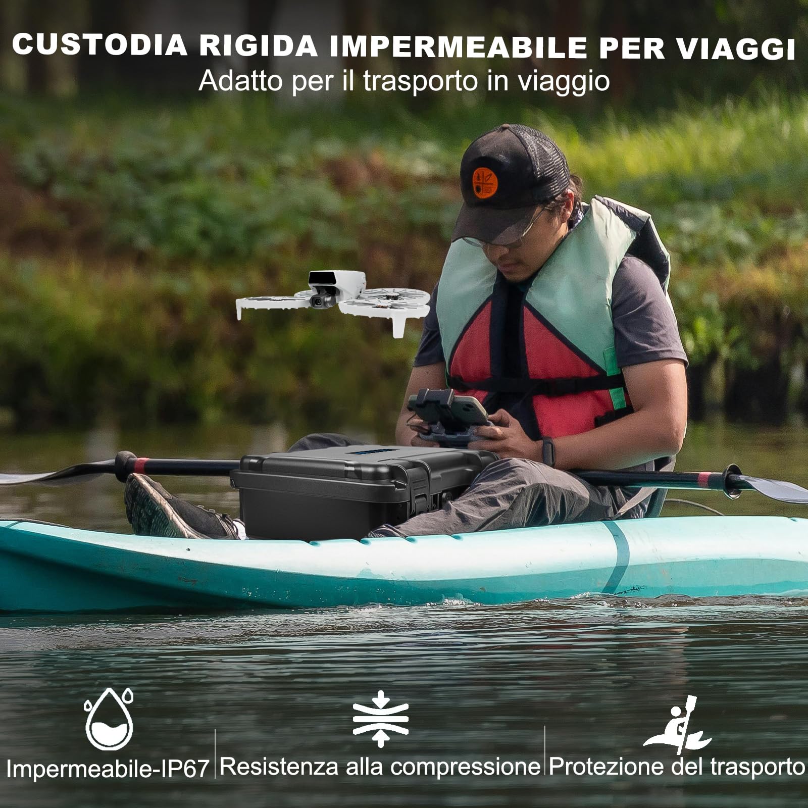 LEKUFEE Custodia Rigida Impermeabile Portatile per DJI Flip Combo Fly More,DJI RC 2/RC N3/N2, batteria (8 pezzi), hub di ricarica e altri accessori (solo borsa)