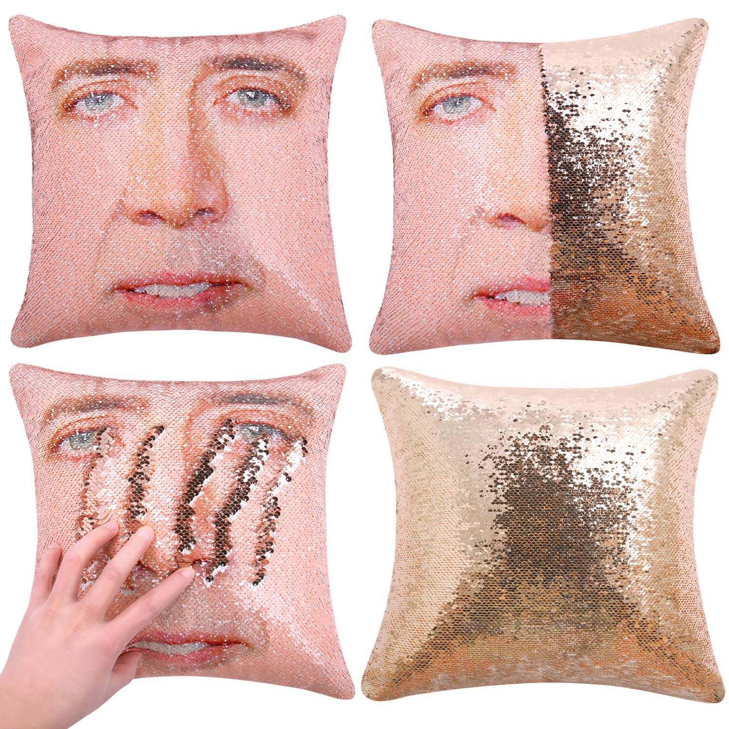 ROZKITCH Sequin Home Decor Pillow Cover Pattern Throw Pillow Case Sofa Cushion Cover 15.7”15.7”Magic Reversible Sequin Pillowcase Mermaid Cage#1-Gold(Cover Only)…