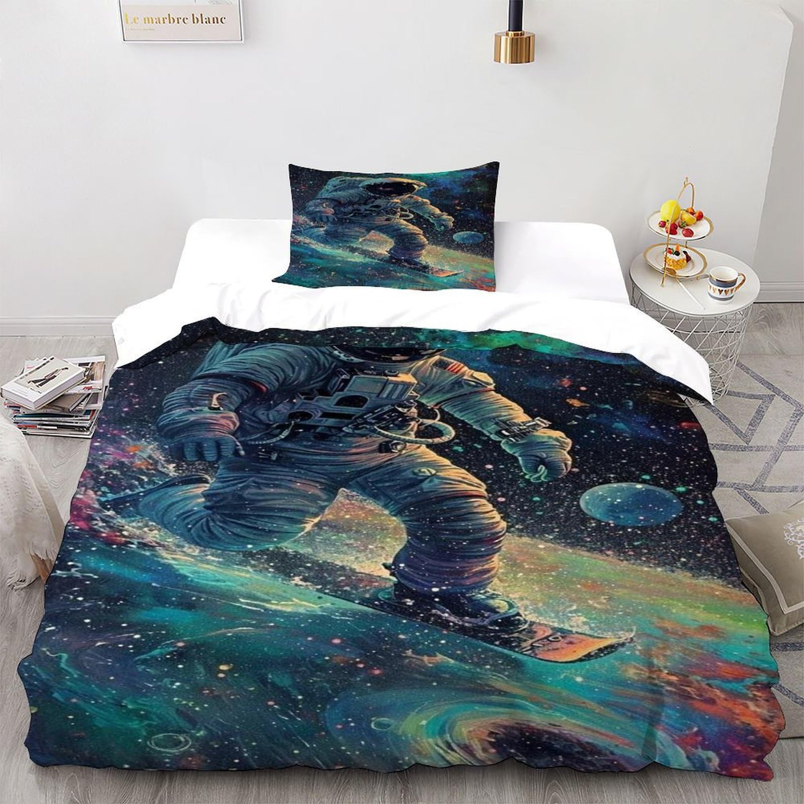 Parure de lit astronaute 2 pièces, le cadeau idéal sur le thème de l'espace 135x200