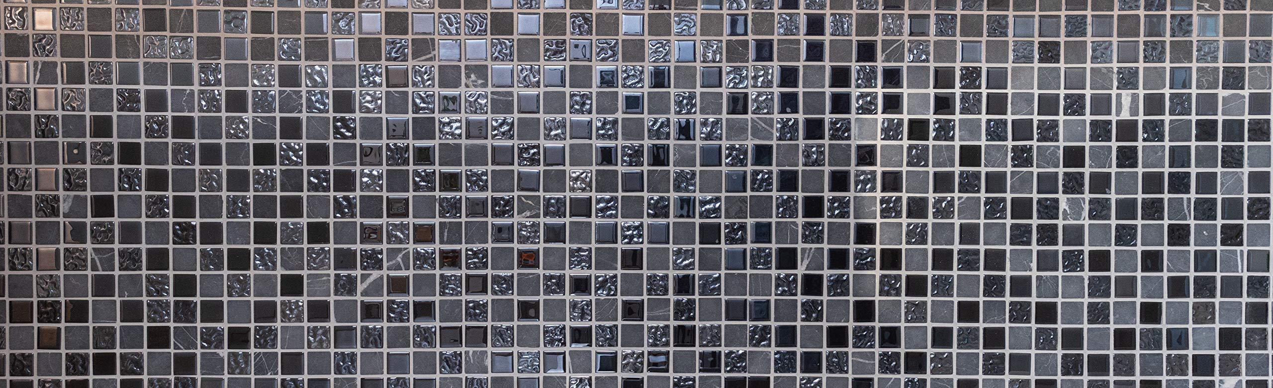 Azulejo de mosaico de cristal gris y negro, para pared, baño, ducha, cocina, tamaño de la alfombra: 327 x 302 = 0,10 m², tamaño de la piedra: 25 x 25 x 4 mm, 1 alfombrilla