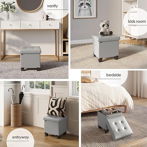 Miniatura 85 de Otomana plegable para dormitorio o sala de estar, con contenedores de almacenamiento, reposapiés para el extremo de la cama, soporta hasta 660 lb,