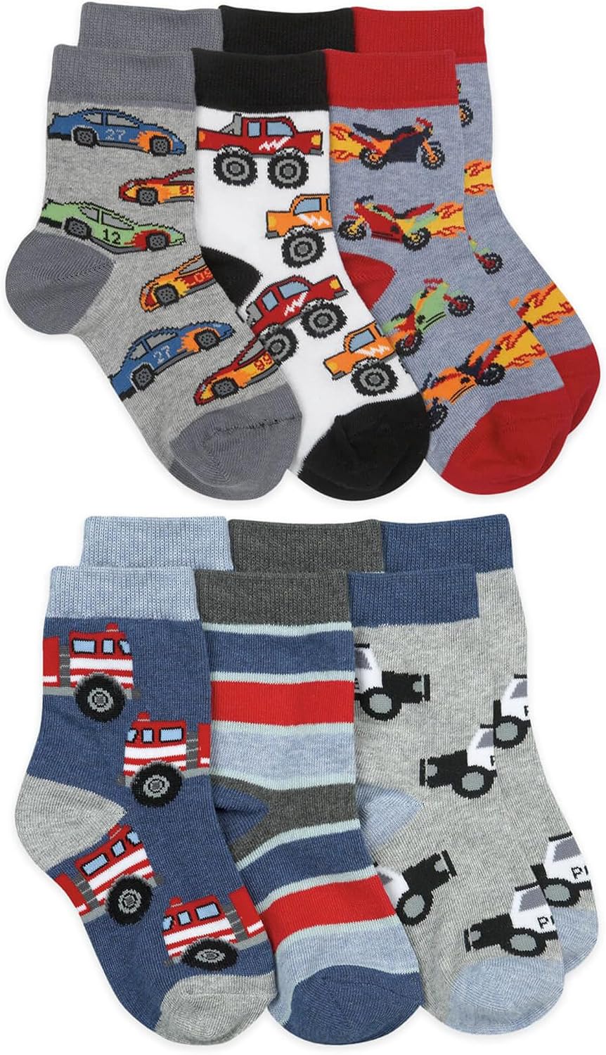 Jefferies Socks Boys' Cars & Trucks Crew Socks 6 Pack