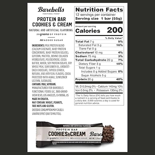 Miniatura 6 de Barebells - 12 Barras altas en proteína y bajas en carbohidratos de 194 onzas con 07 onzas de proteína sabor cookies and cream
