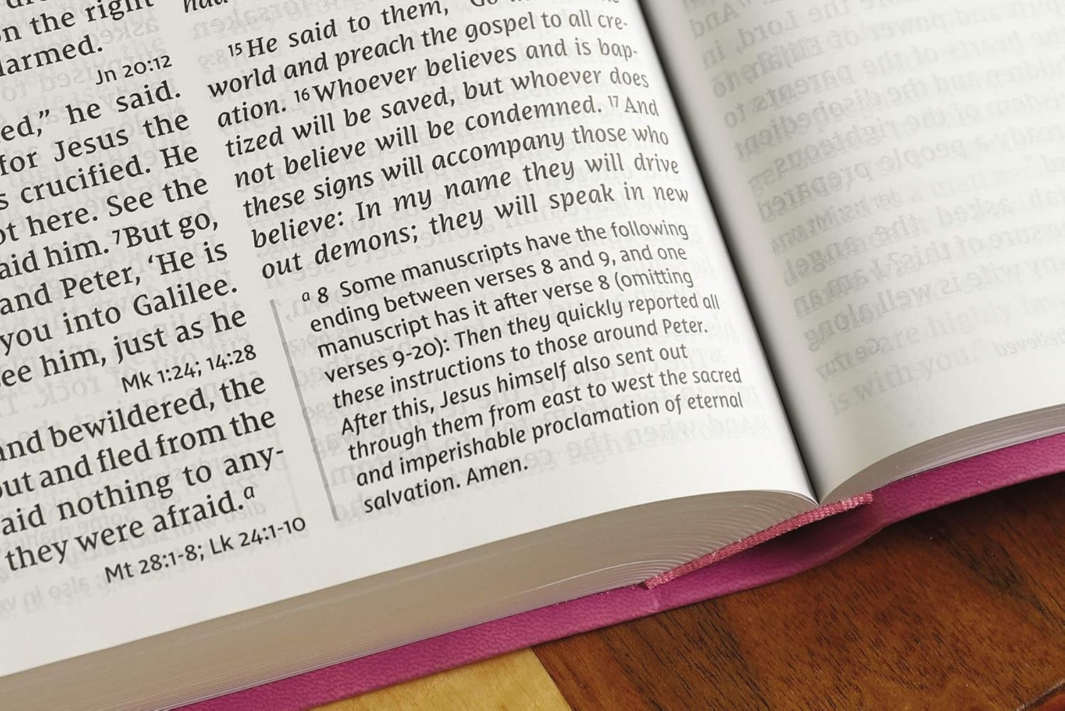 NIV, Super Giant Print Reference Bible (Font Size: 16.5-point), Leathersoft, Pink, Red Letter, Comfort Print