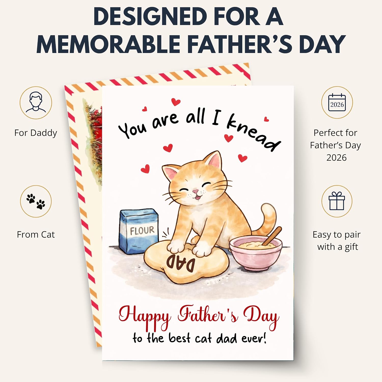 Cat Dad Fathers Day Card, Fathers Day Card From Cat with Seal and Envelope, Cute Cats Theme Cards For Dad, Husband Boyfriend, Cats Owner, Pet Lovers image 5