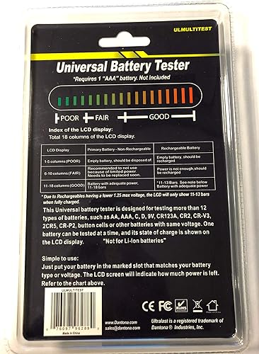 Miniatura 2 de ULTRALAST - Probador de batería alcalina ULMULTITEST / Ni-Cd / Ni-Mh / Foto de litio y moneda. Prueba pilas AA / AAA / 9V / C / D / Foto litio