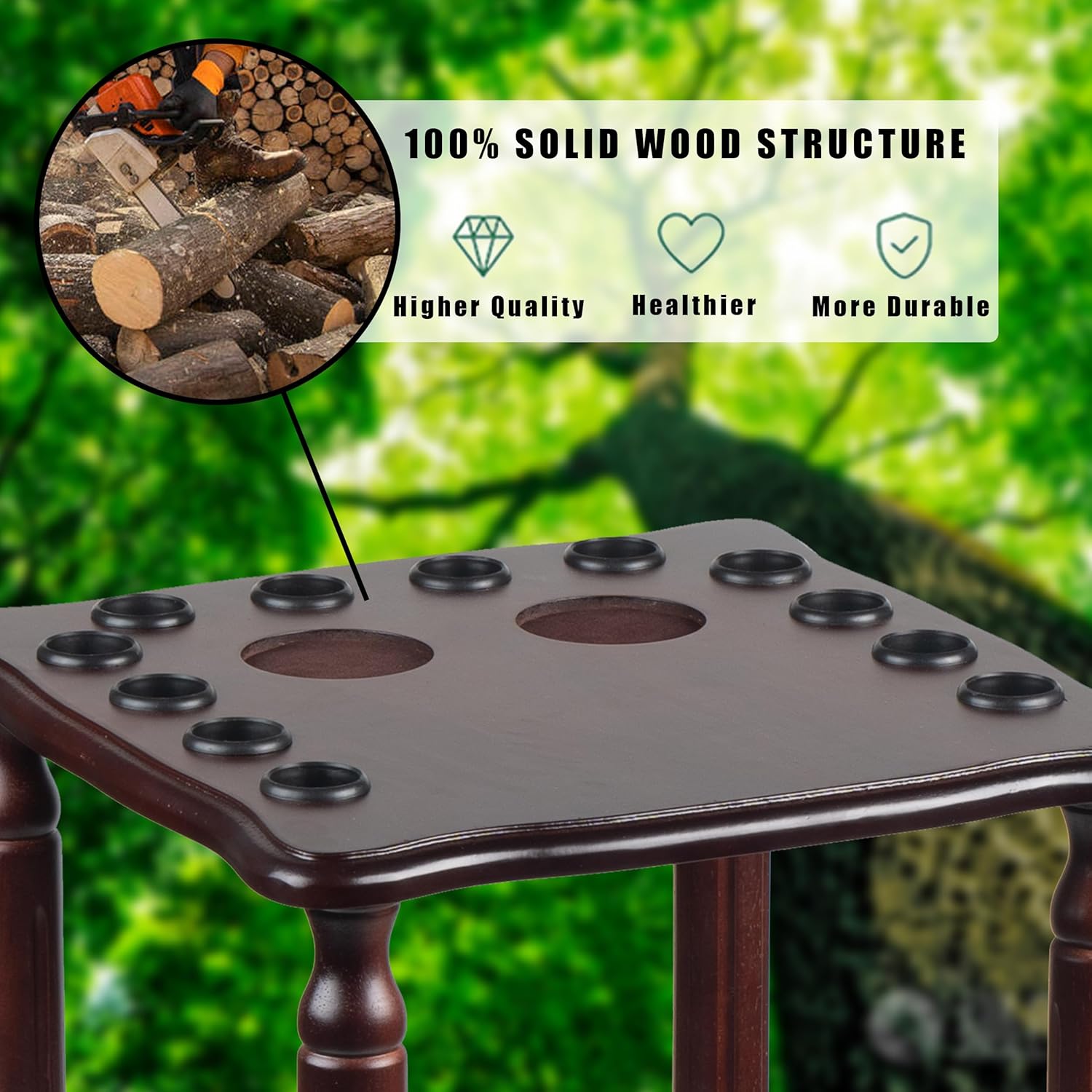 Collapsar Pool Stick Holder Floor Stand,Pool Cue Rack Holds Cue Stick & Billiard Accessiores,Solid Wood Corner Stand Pool Cue Holder