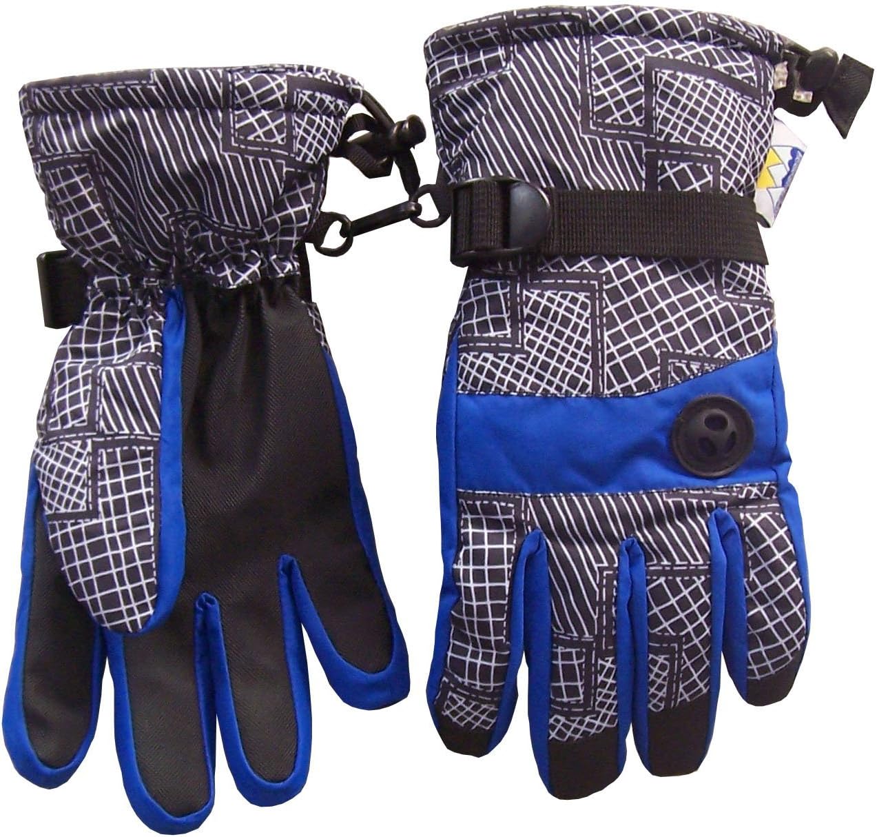 N'ice Caps Boys Thinsulate and Waterproof Geo Lines Print Ski Glove (4-5yrs, royal/grey)