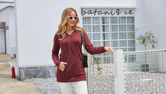 Over The Top Hxobax Women Long Sleeve Hoodies Tshirts Casual V