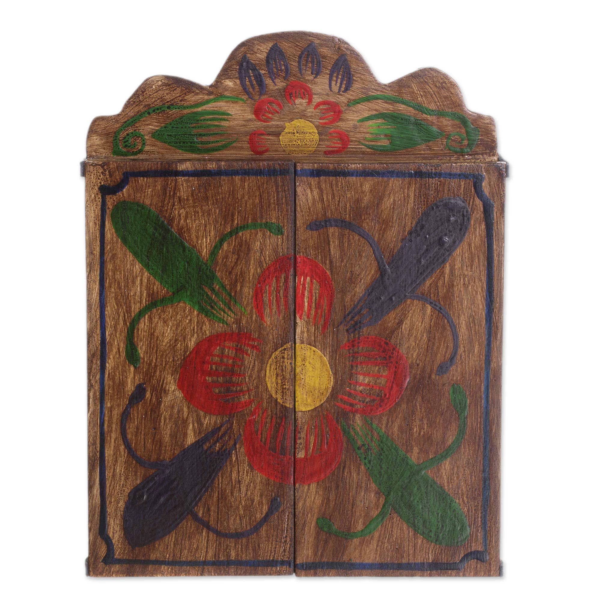 NOVICA Multicolor Wood Folk Art Sculpture, 11.0