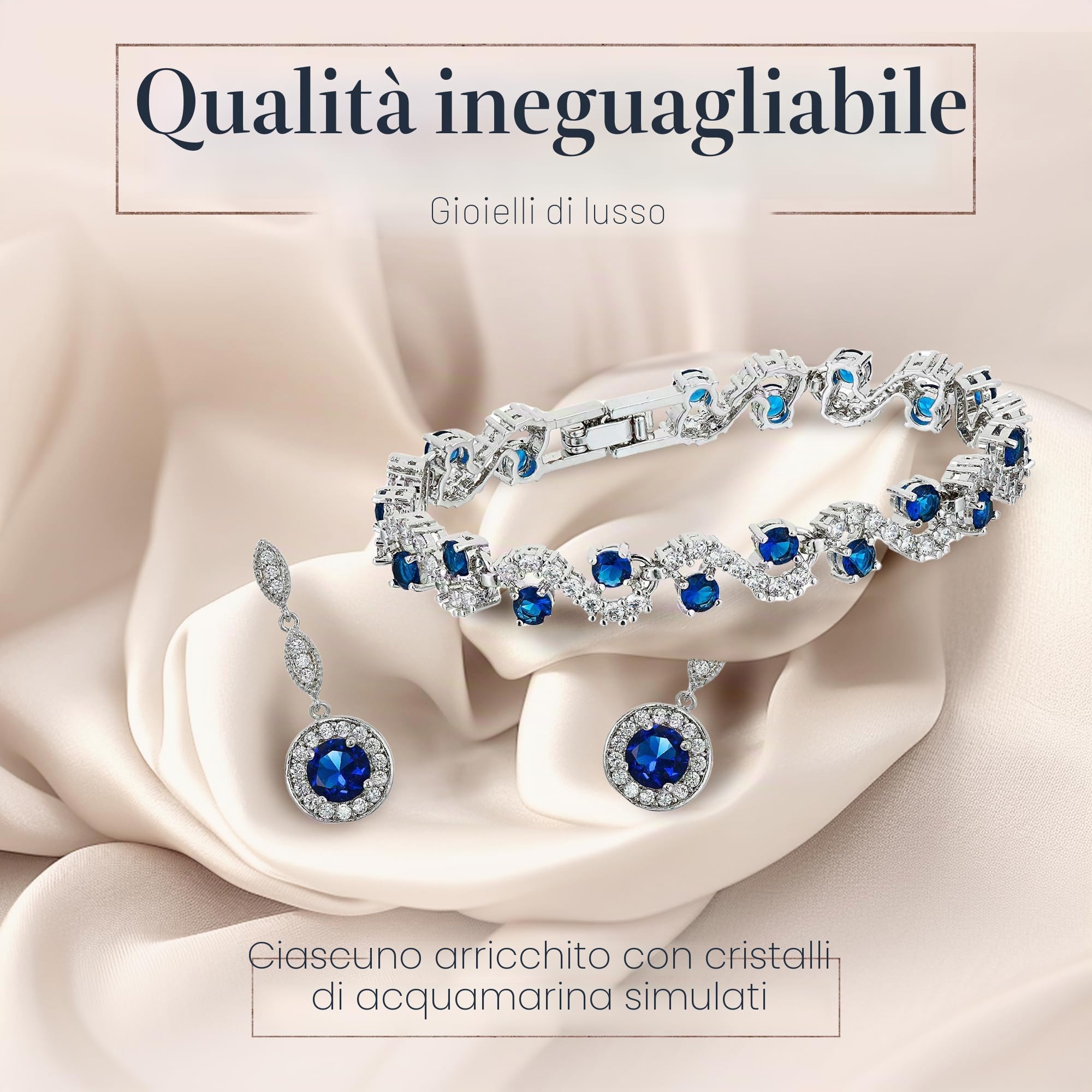 Crystalline Azuria Parures per Donne Nozze Sposa Gioielleria Parure Con Collana e Orecchino Zirconia Damigella D'onore Gioielleria