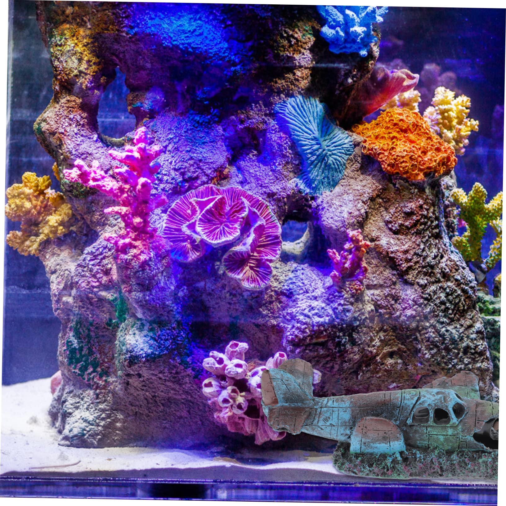 Sosoport 2St Fisch- und Garnelenversteckhaus Buntbarsch Tankverzierung Dinosaurier Pumps Anlage naturdeko Aquarium Dekoration Flugzeug Aquarienversteck Höhle Aquarium- -Ornament Harz