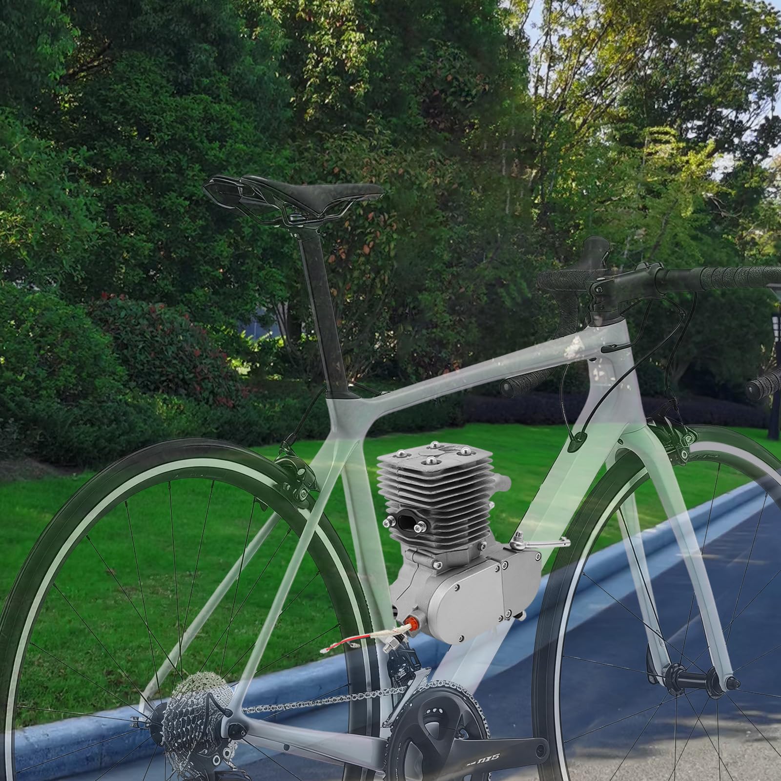 Kit motore per bicicletta 100cc 2 tempi, kit di conversione motore a benzina con accensione CDI, monocilindrico raffreddato ad aria, per telaio V da 26/28 pollici, motorizzazione fai-da-te per