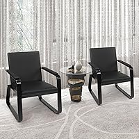 Vista 8 de Walmokid Silla de invitados para sala de espera con brazos acolchados, muebles de oficina de piel sintética, sillas de recepción de conferencias