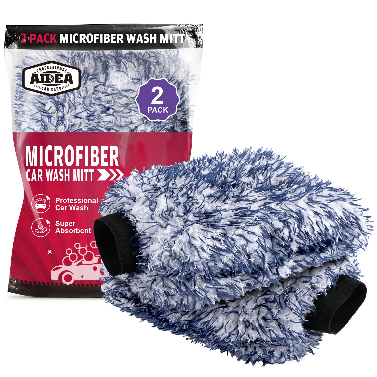 AIDEA Car Wash Mitt Microfiber 2PK