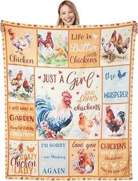 Chicken Blanket for Women, Chicken Lovers Gifts, Funny Themed Gift, Christmas Birthday Blankets for Kids Adults, 50"x60"