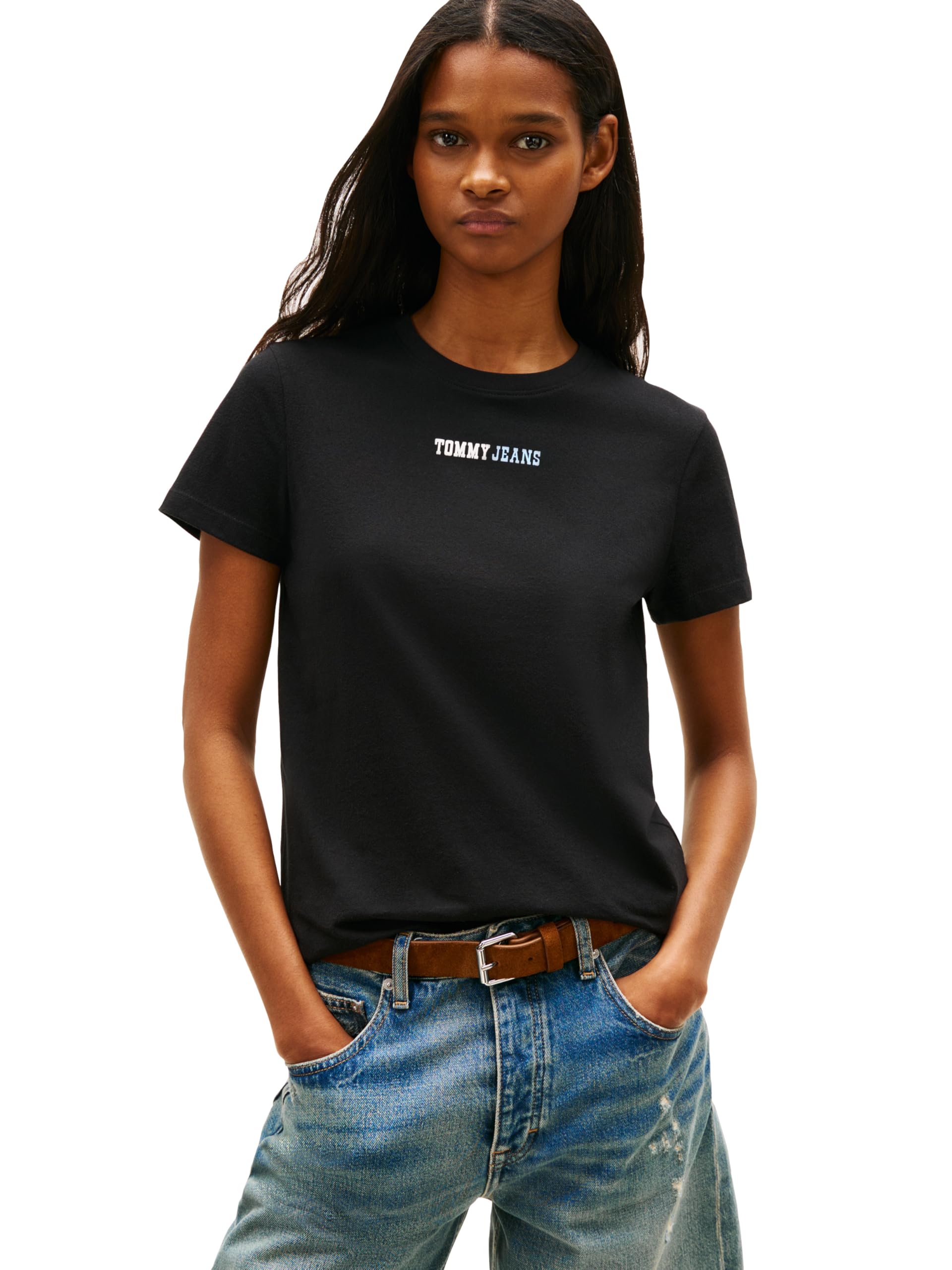 Women's Short Sleeve Cotton Graphic T-Shirts with Two-Tone Printed Logo