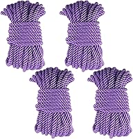 ZOENHOU 4 Pack 32ft 8mm Purple Soft Cotton Rope - Thick Twisted Cord for Crafts, Macrame, DIY, Gardening