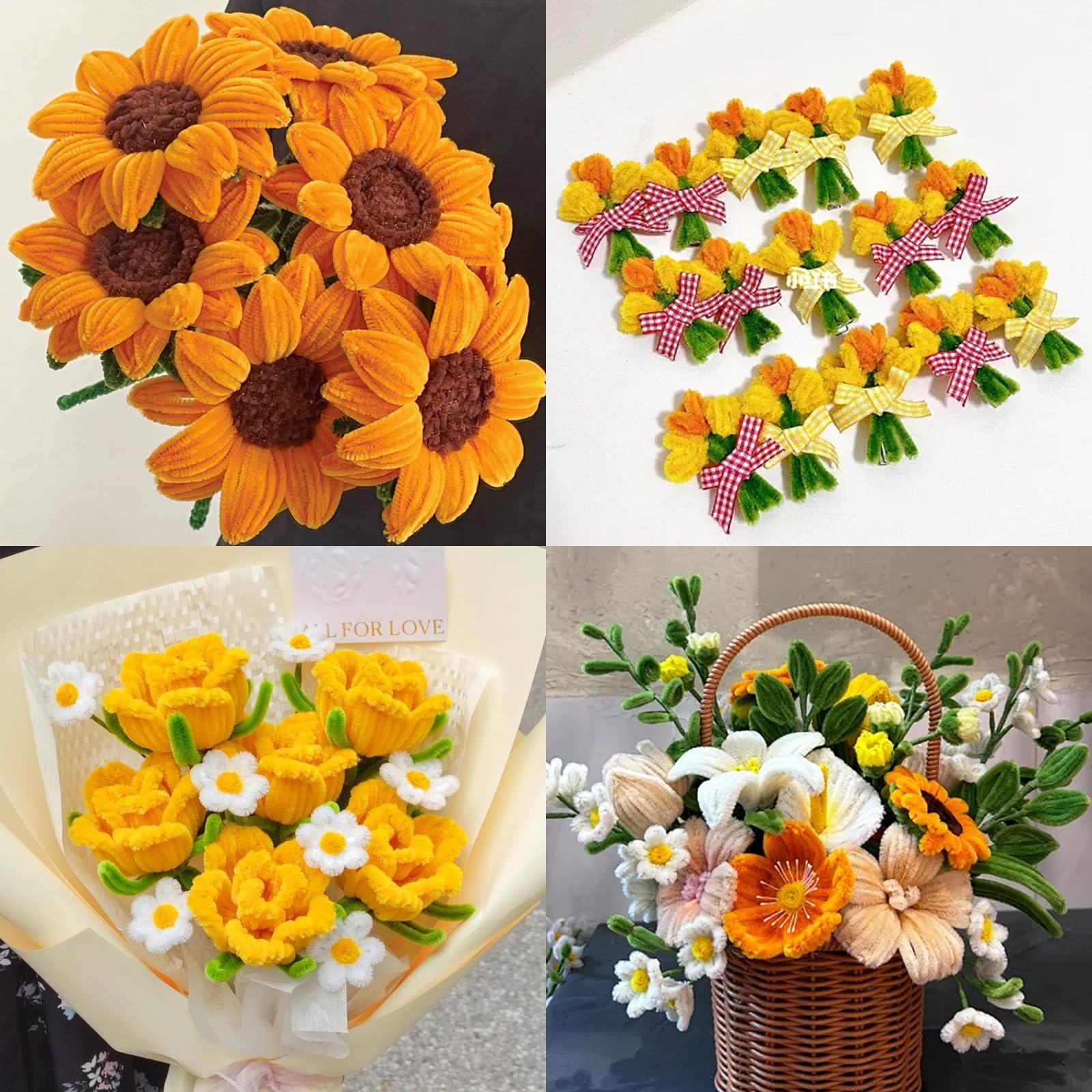 Coriver Flower Pipe Cleaners for Crafts,5 Colors Long Pipe Cleaner - Image 4