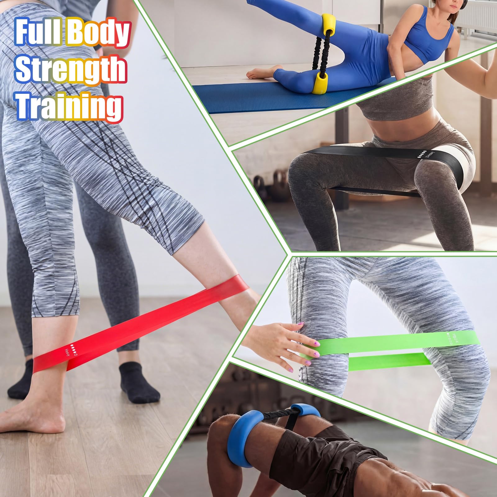Soulchen 8 fasce elastiche di resistenza per allenamento, per allenamento, stretching, rafforzamento, gambe, glutei, braccia, attrezzature per esercizi per donne e uomini