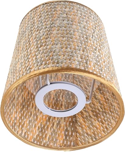 Pantallas de lámpara pequeña Pantalla de lámpara tejida de ratán para lámparas de mesa y luz de pie Clip en tela Tela, pantallas de araña, pantalla