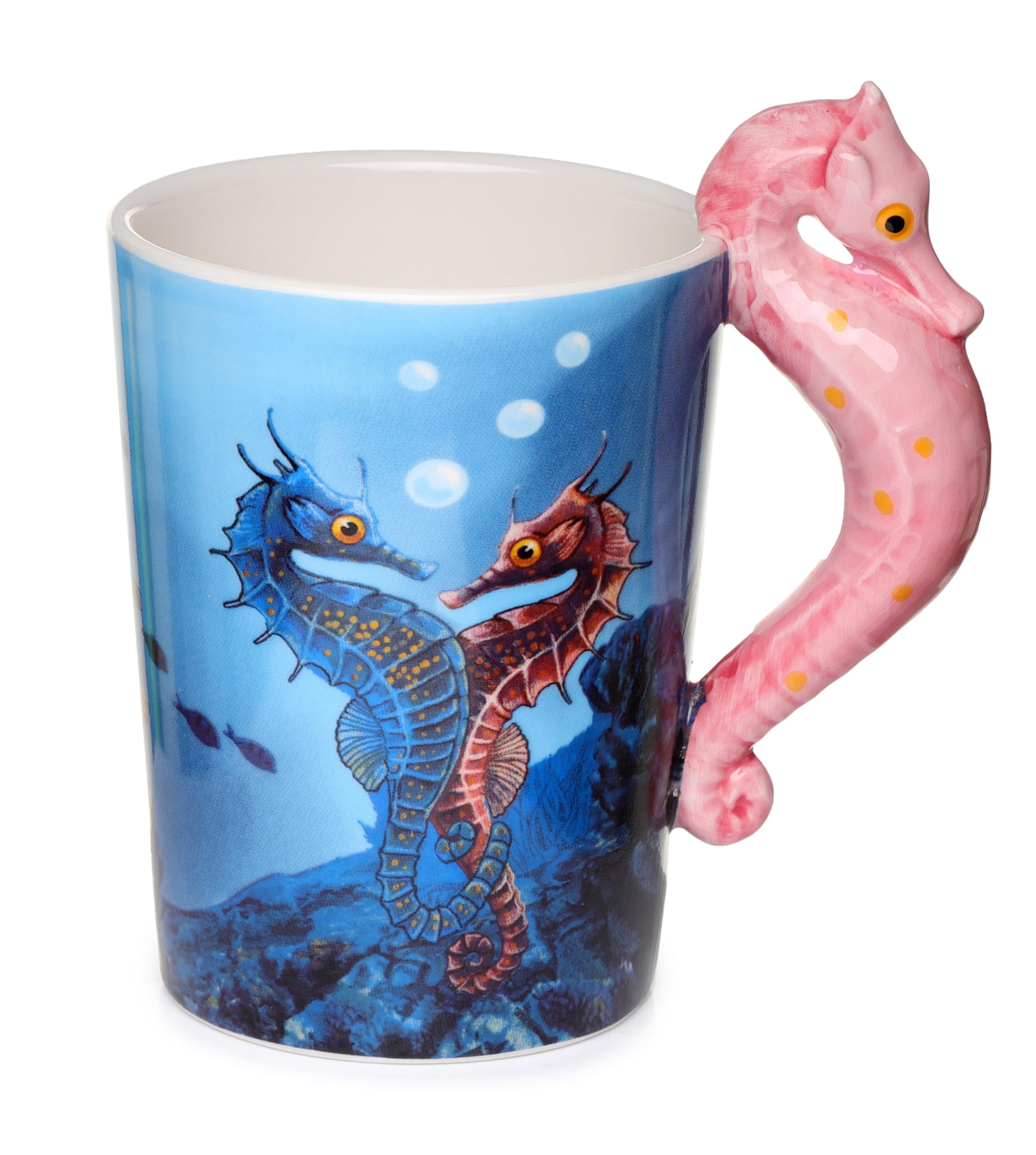 Puckator Lisa Parker uchwyt z konikiem morskim z podwodną naklejką, ceramiczny, mieszany, wysokość 13,5 cm szerokość 12 cm średnica 8,5 cm