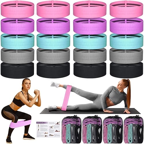 Shappy 20 bandas de resistencia de tela para entrenamiento, mujeres y hombres, 5 niveles antideslizantes, bandas de entrenamiento elásticas para