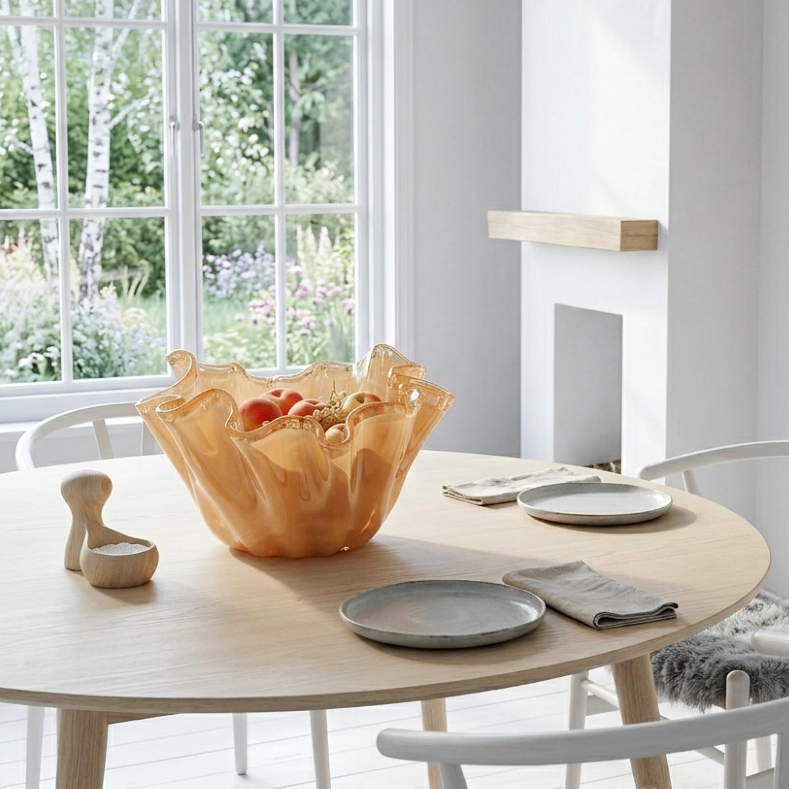 MurArt Centrotavola Fazzoletto in Vetro di Murano Oro Piegato a Mano Libera Artigianale Fatto a Mano Design Elegante Decorazione Tavola Arredo Casa