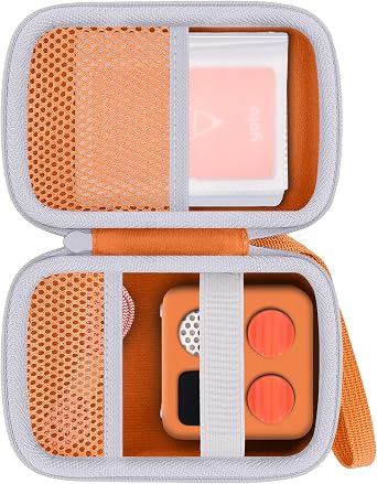 Storage Case Compatible with Yoto Mini 2024 Edition Kids Screen-Free Bluetooth Audio Player,Transparent Card Bag can Hold up to 36 CardsOrange Case,Gray Zipper