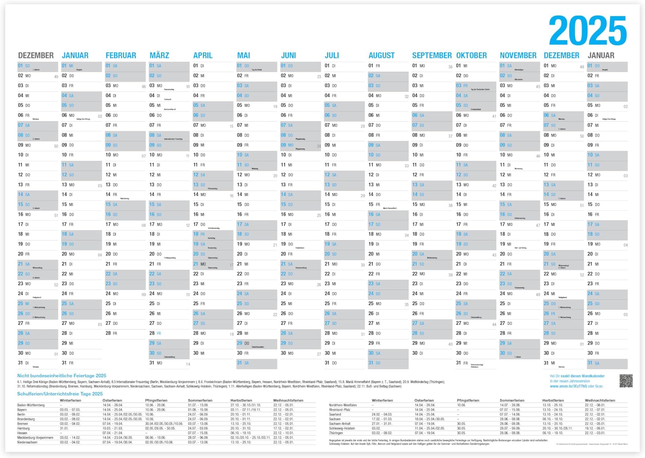  Jahresplaner 2025, Kalender im L- Format DIN A3 (420 x 297 mm Illustration 