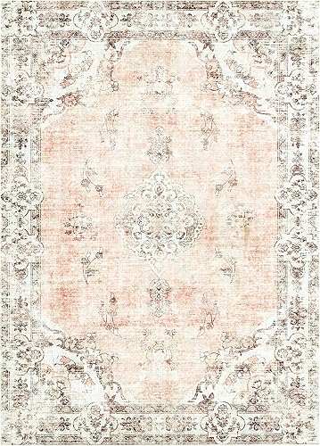 Miniatura 3 de Alfombra clásica, lavable, de pelo bajo, con estampado floral, antideslizante, persa, estilo bohemio, para interiores o sala de estar, grande, 9 x