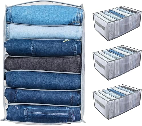 Winfree 4 organizadores de armario, 7 cajones de almacenamiento de rejillas con asas, organizador de ropa de malla de visibilidad para toda tu ropa