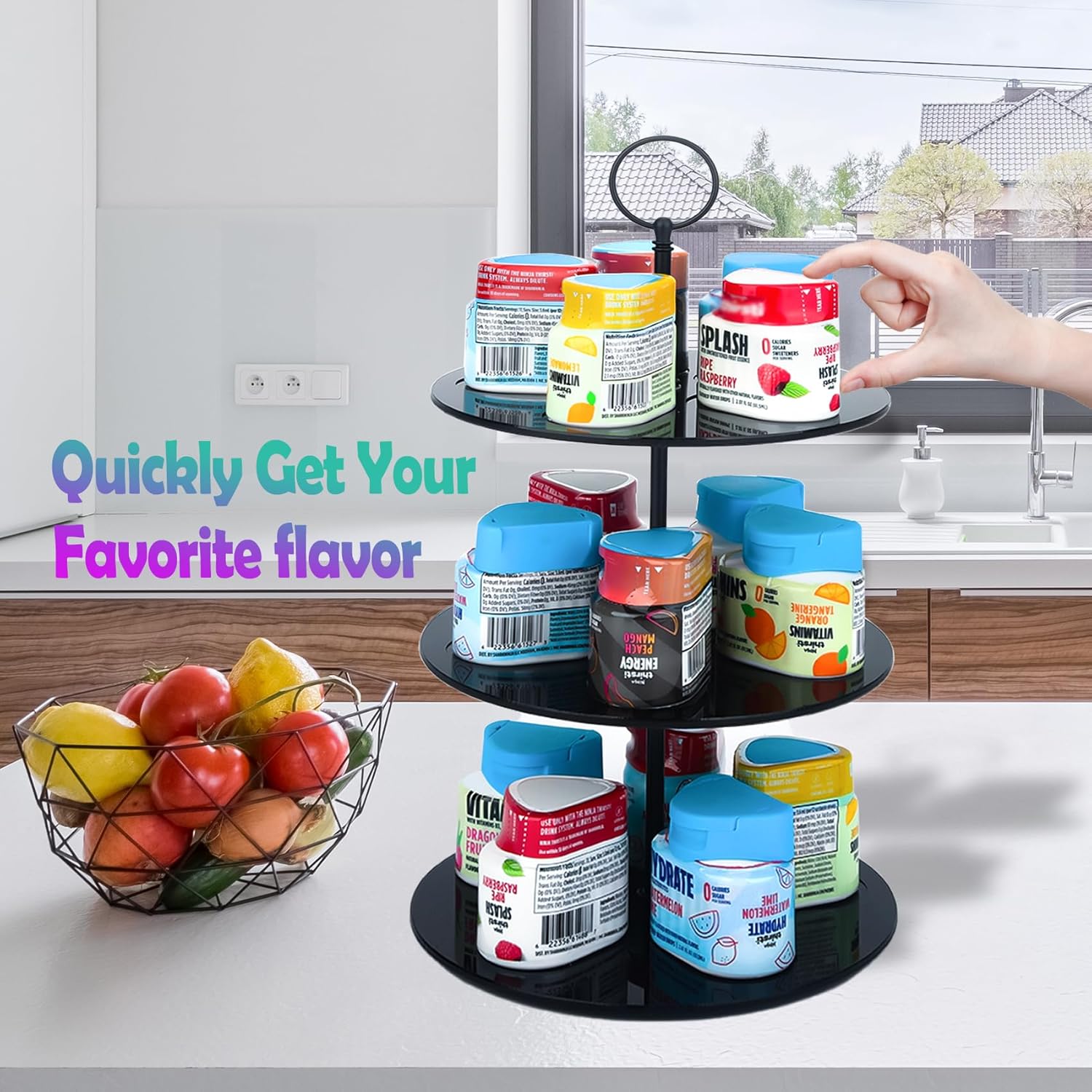 Pod Holder for Ninja Thirsti, 15-Flavor Storage Organizer for Thirsty Drink System, Water Flavoring (Black) - Image 4