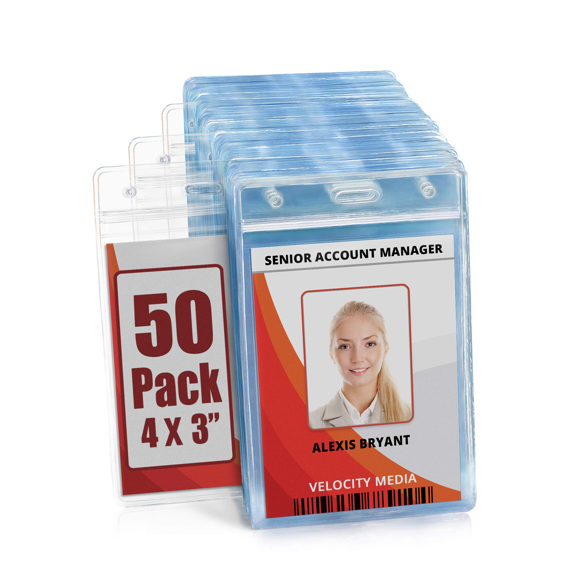 Buy MIFFLIN Large (L) Vertical ID Badge Holders (Clear, 76x102 mm, 50