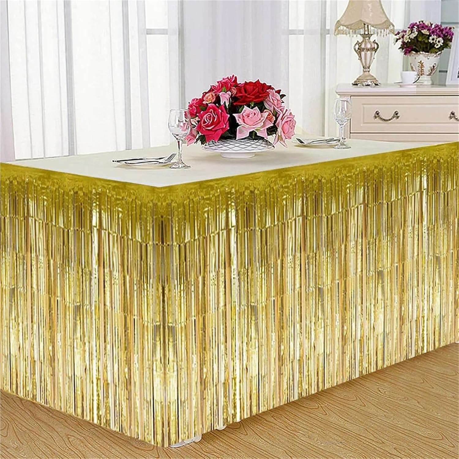 Table Skirt Decorative Tassel Table Skirt For Rectangular Round Birthday Wedding Party