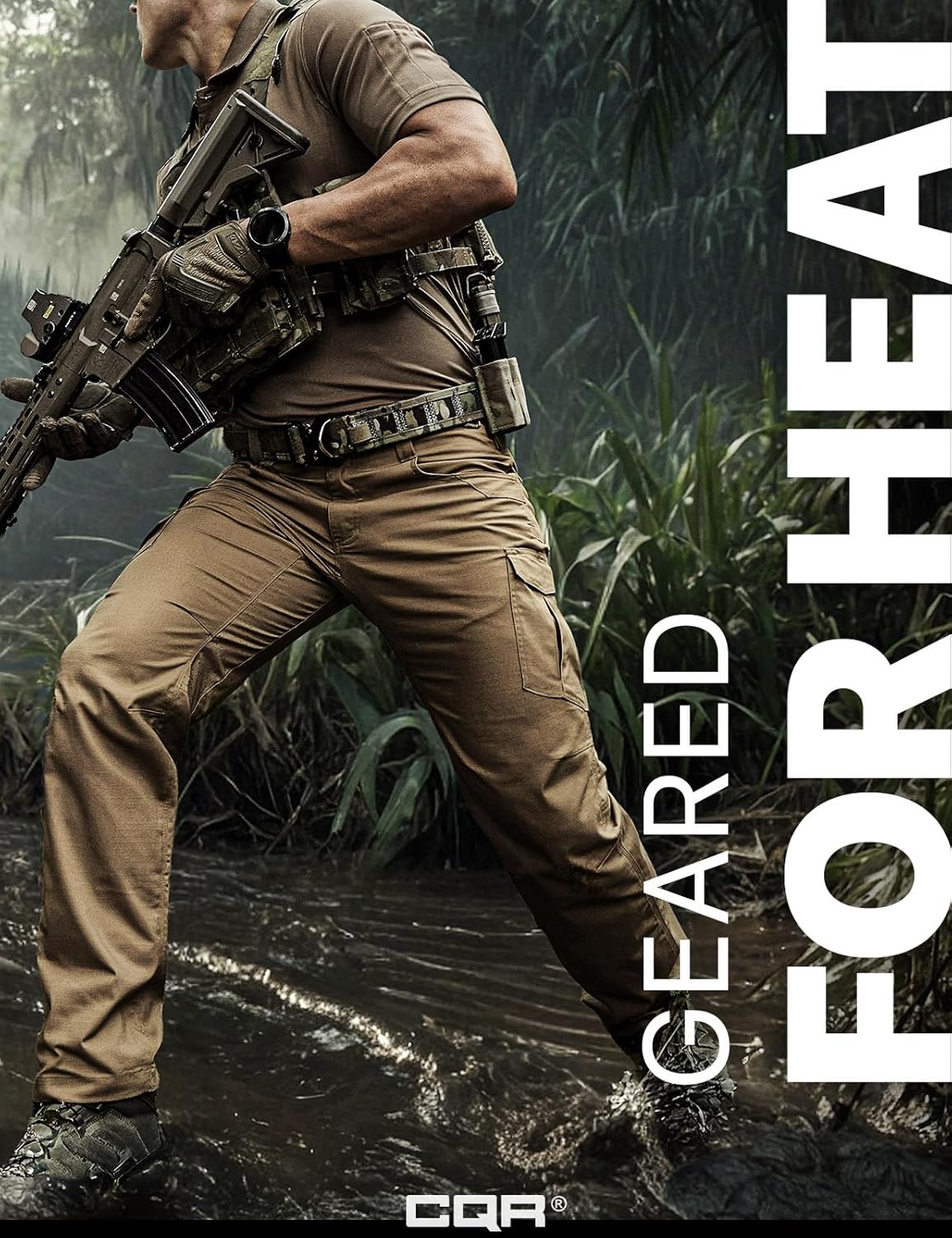 CQR Men's Utility Flex Cargo Pants, Classic-Fit Casual Stretch Work Pants, Water Resistant Lightweight Tactical Hiking Pants - Image 5