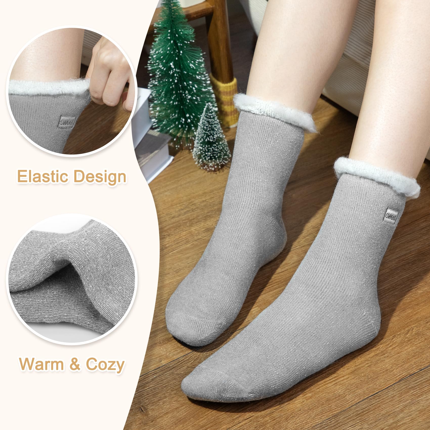 iCamter 4 pares de calcetines de lana para mujer, suaves, gruesos, cálidos, térmicos, para botas de invierno para regalos
