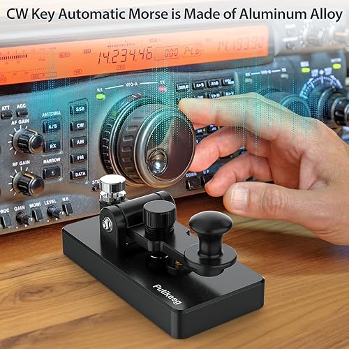 Miniatura 6 de Clásico Mini Código Morse Llave de Telégrafo Llave de Paleta Única Aleación de Aluminio Mini-Key Finger CW Llave Recta Portátil Clave de Práctica -