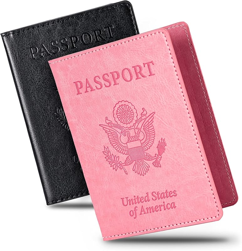 2 portapasaportes, cartera ultradelgada para pasaporte para artículos esenciales de viaje.