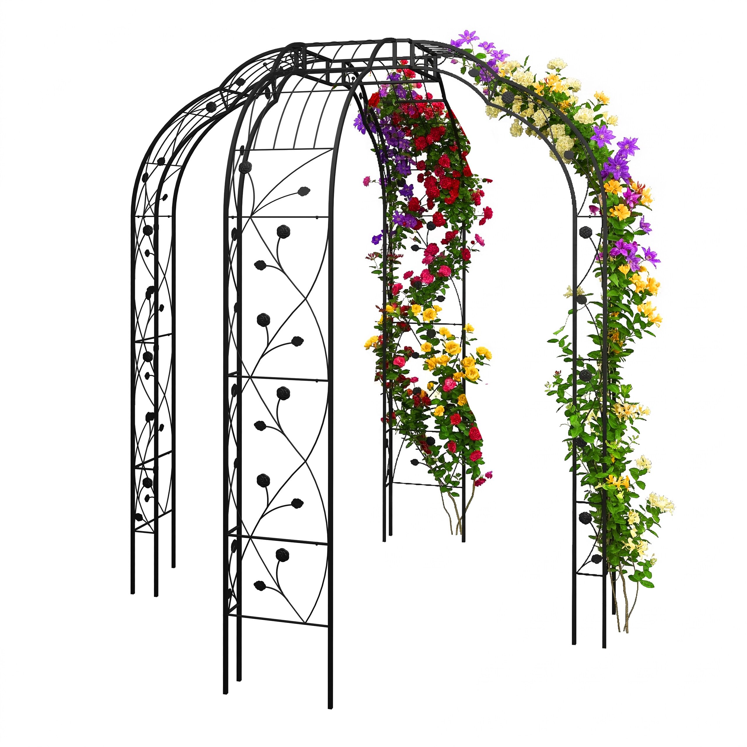 Arche pour plantes grimpantes en métal noir tonnelle jardin extérieure durable