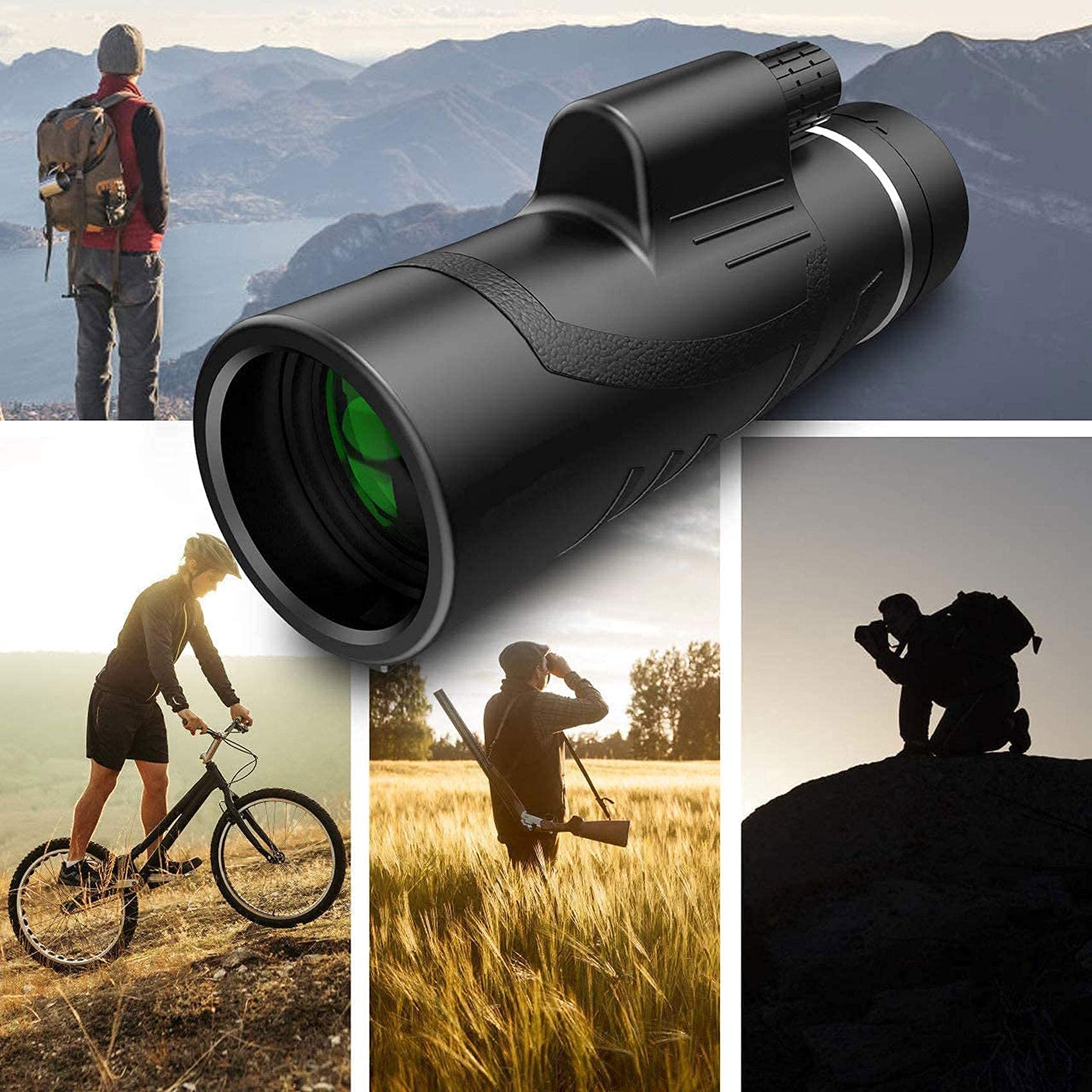 Compatto Bak4 Mult, telescopio monoculare 10X42 Hd Clear Dual Focus - Obiettivo ottico con zoom rivestito ideale per escursioni in campeggio, eventi sportivi little surprise