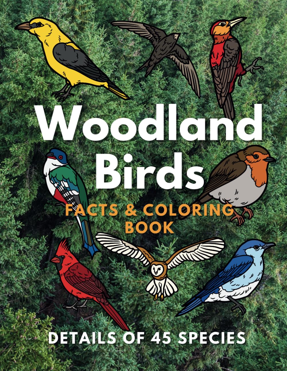 Woodland Birds: Facts & Coloring Book: Fun Facts and Colouring Activity Book for Children Aged 2 to 16 Years (Animal Facts and Coloring)