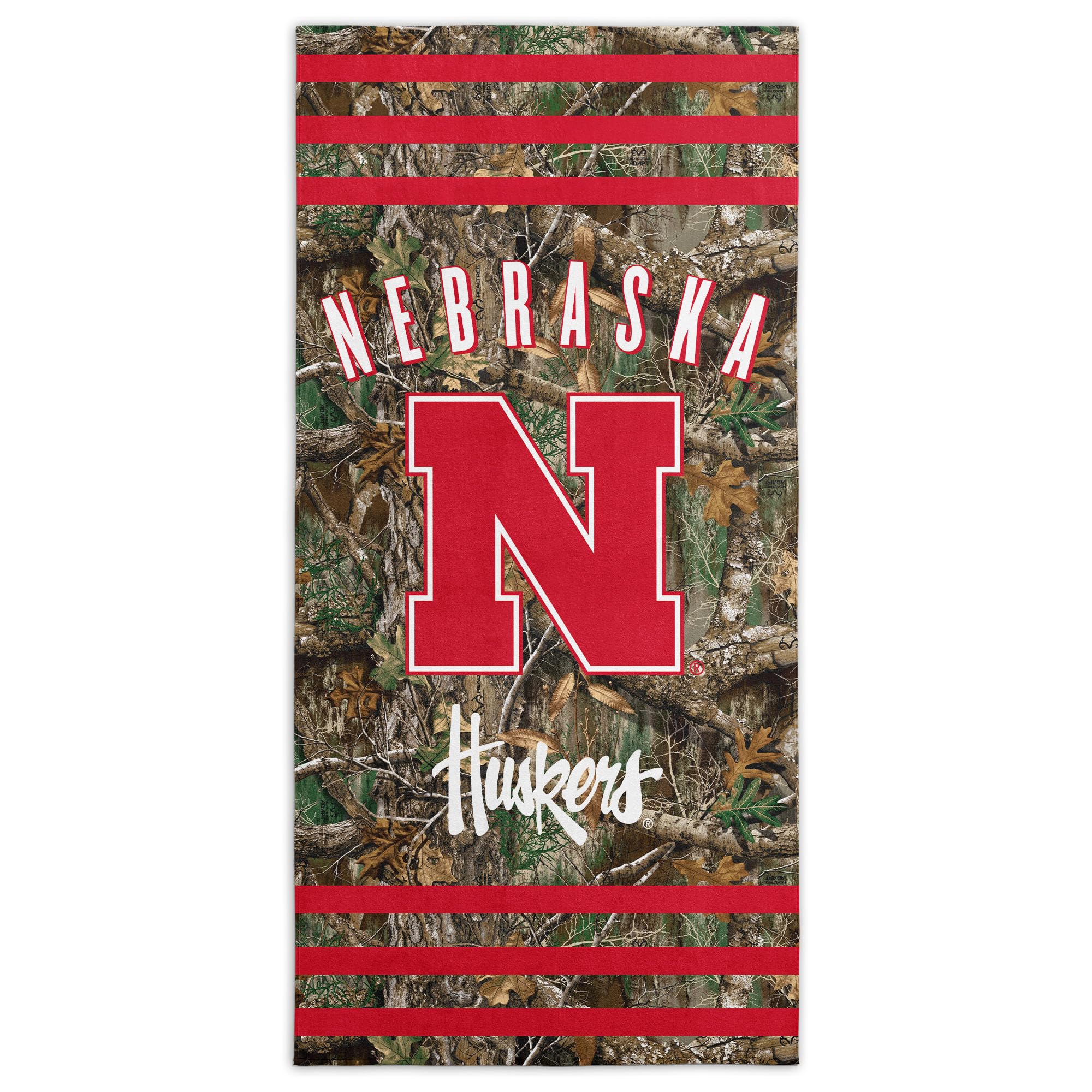 Northwest NCAA Nebraska Cornhuskers Unisex-Adult Beach Towel, 30" x 60", Realtree Stripes