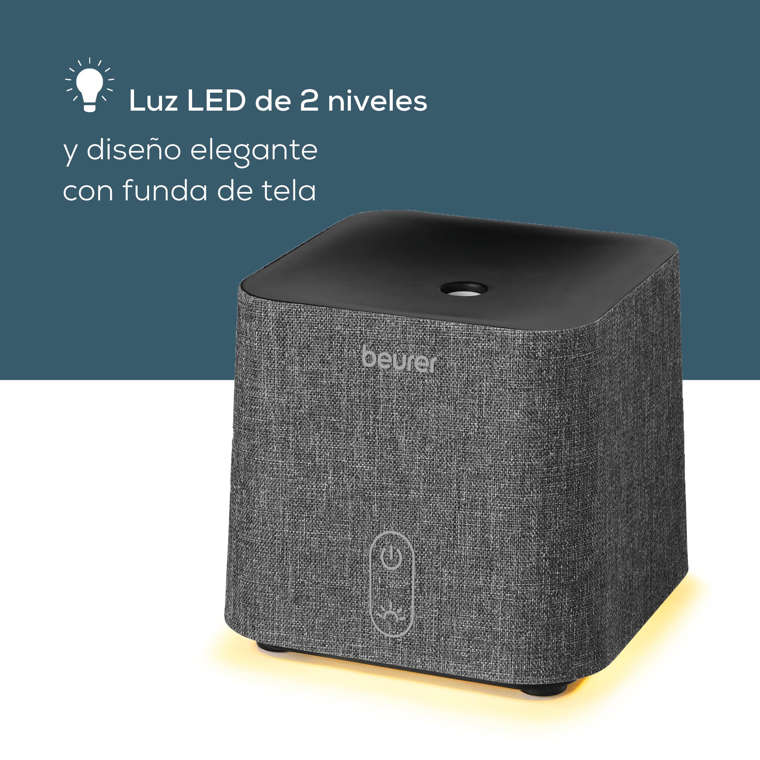 Beurer LA 35 Difusor de aromas, para aromatización de estancias de hasta 20 m², atomización microfina con ultrasonidos, con luz LED, silencioso y de bajo consumo, desconexión automática