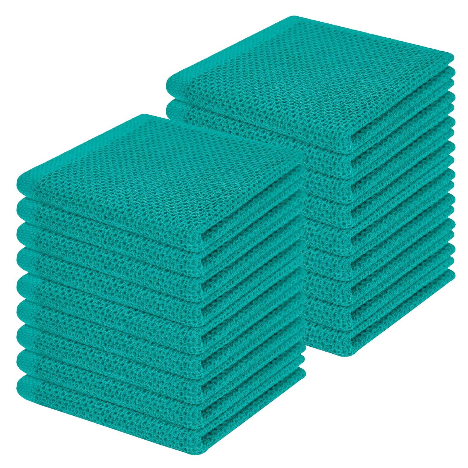 Homaxy 100% Cotton Waffle Weave Kitchen Dish Cloths 18-Pack, Teal