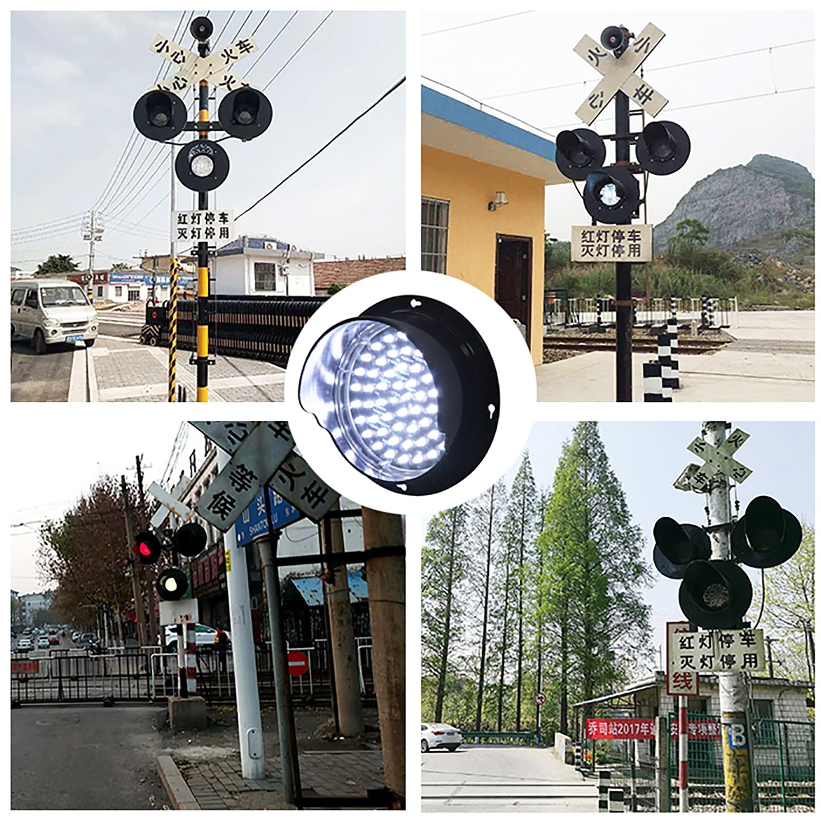 Lumo del Traffico Bianco, Lampada di Segnale Industriale con Visiera Solare, DC 12V, alloggiamento PC, IP67 Impermeabile, DC 12V, per parcheggi, aeroporti, luoghi Commerciali (125 mm/5in)