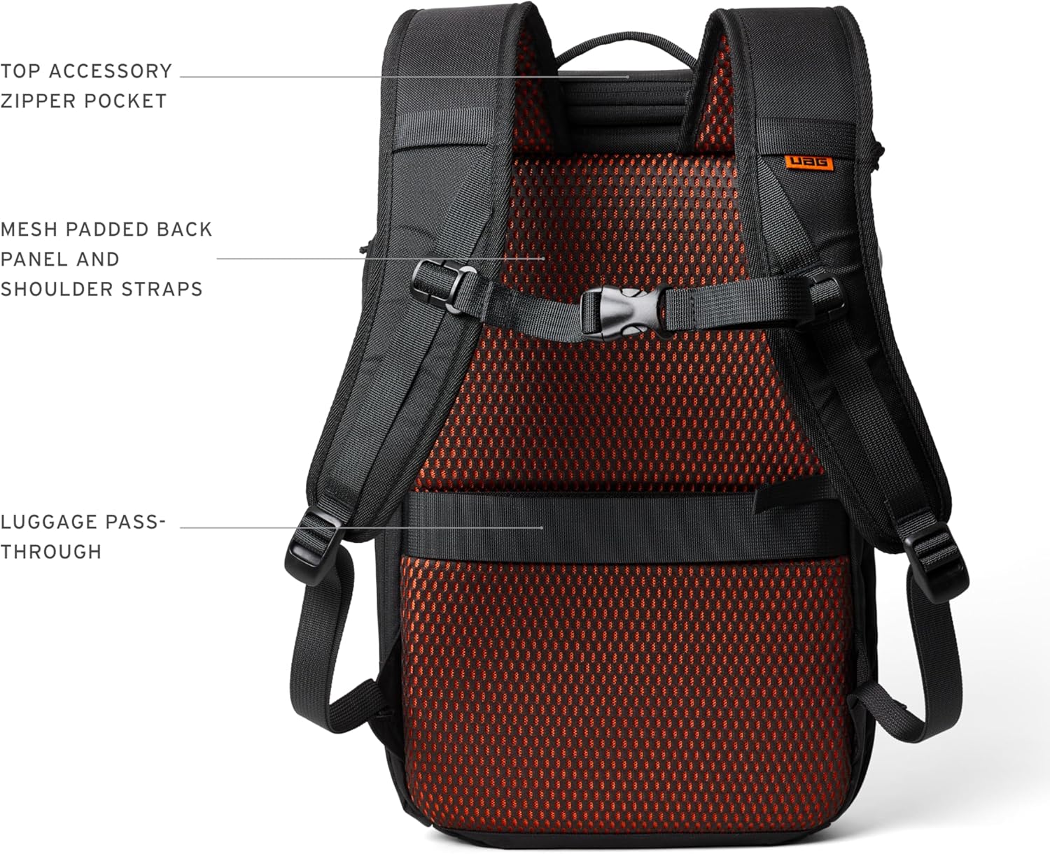 URBAR ARMOR GEAR UAG 20-Liter Laptop Backpack - Lightweight Travel Carry-on Luggage Daypack Fits up to 16" Laptop, Civilian Black/Orange