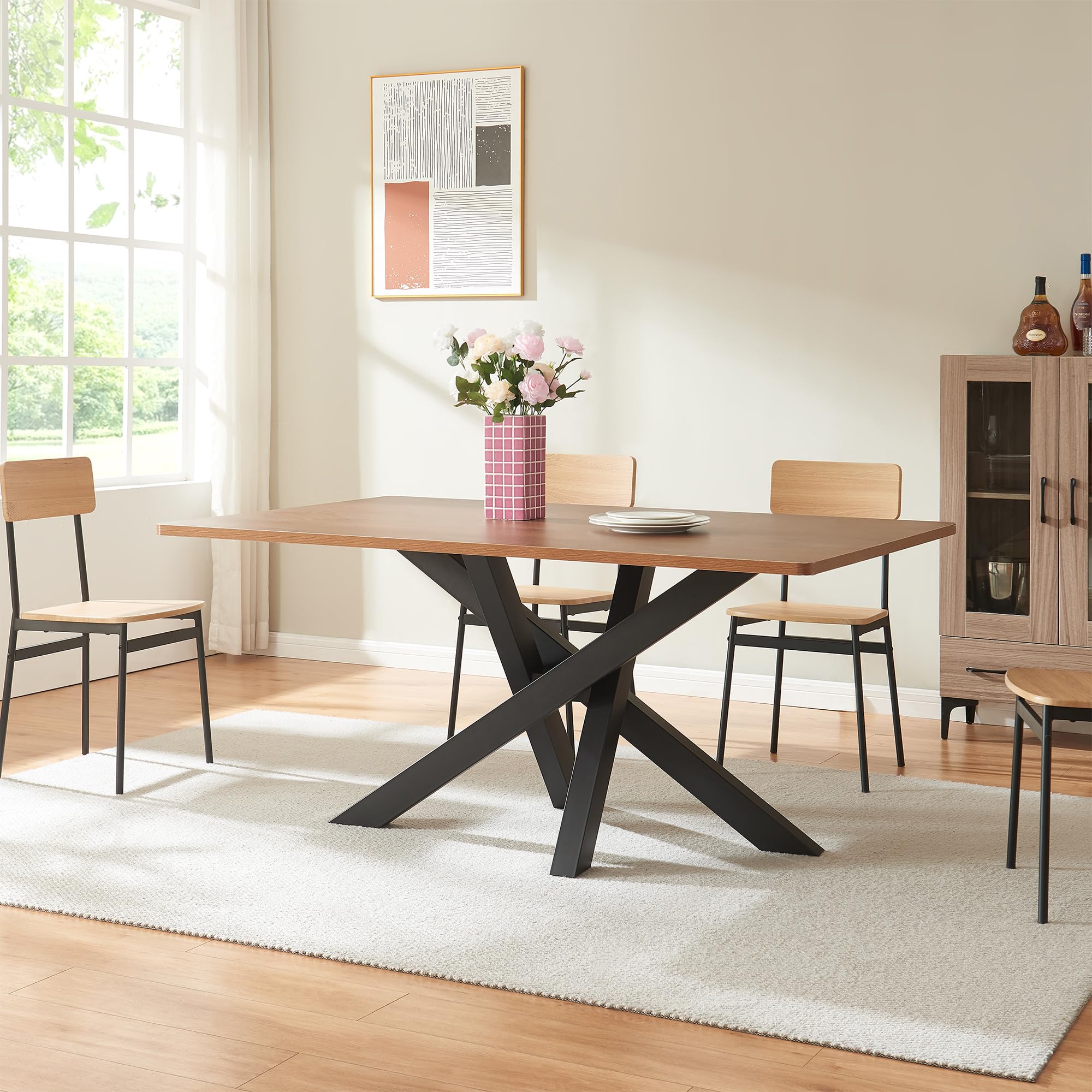 [en.casa] Pata para Mesa de Comedor Umala DIY en Forma de Estrella Tipo Araña Patas para Muebles Armazón Acero 115 x 65 x 72 cm - Negro