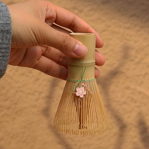 Vista 2 de Batidor de matcha, batidor de matcha de bambú para polvo de matcha, hecho a mano orgánico tradicional japonés, agitador de matcha de 100 puntas
