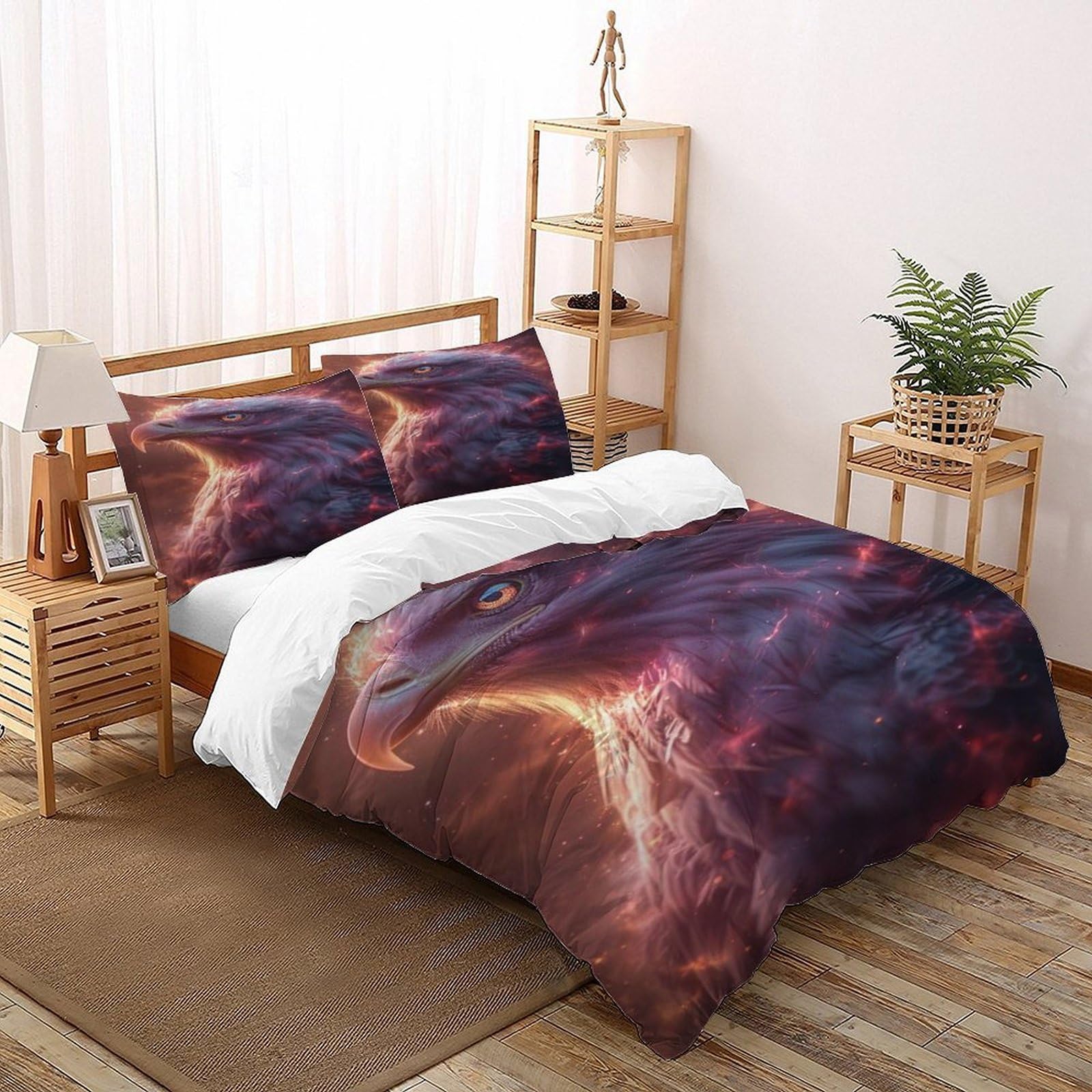 Housse de couette animal aigle thermorégulatrice pour lit double 200x200